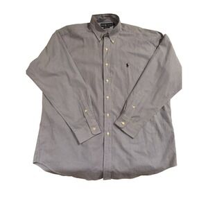 Ralph Lauren Blake Shirt Mens Blue Gingham Button Down Long Sleeve Classic Fit L